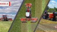 Web banner featuring a merger, mower conditioner/merger combination and a round baler