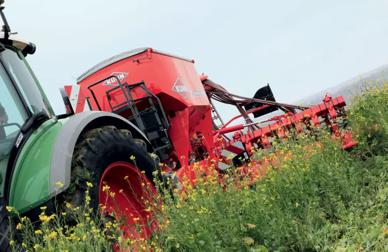 cover crop being destroyed by a roller